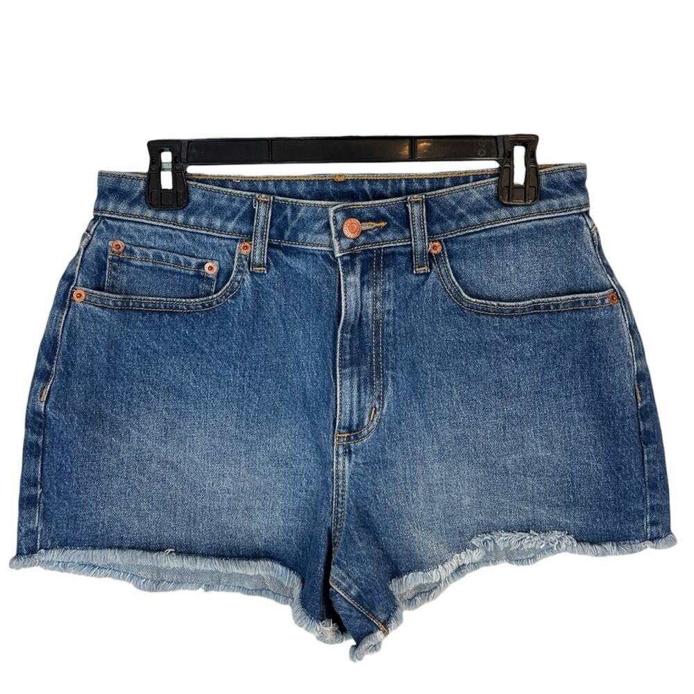 PINK Victoria’s Secret VS High Waisted Denim High Rise Shorts Frayed 10 NWT - Picture 2 of 13